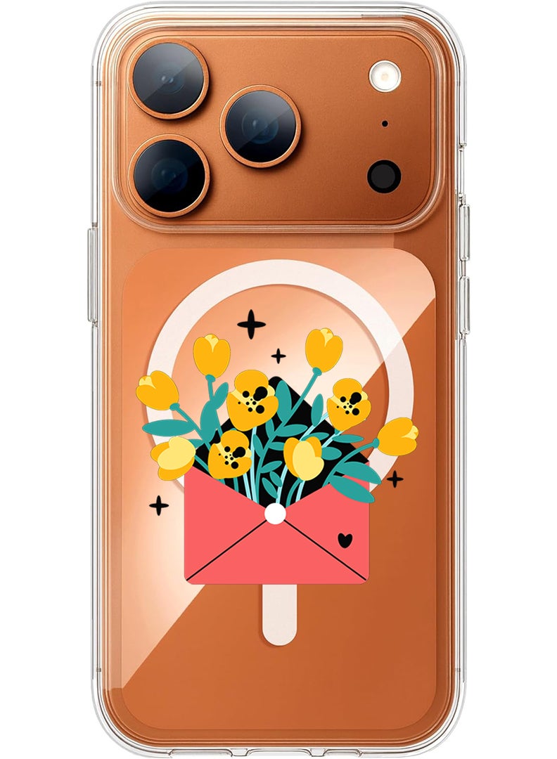 Theodor Magnetic Case for Apple iPhone 17 Pro Max Compatible with MagSafe Wireless Charging, Shockproof Phone Bumper Cover - Flowers - Image 1