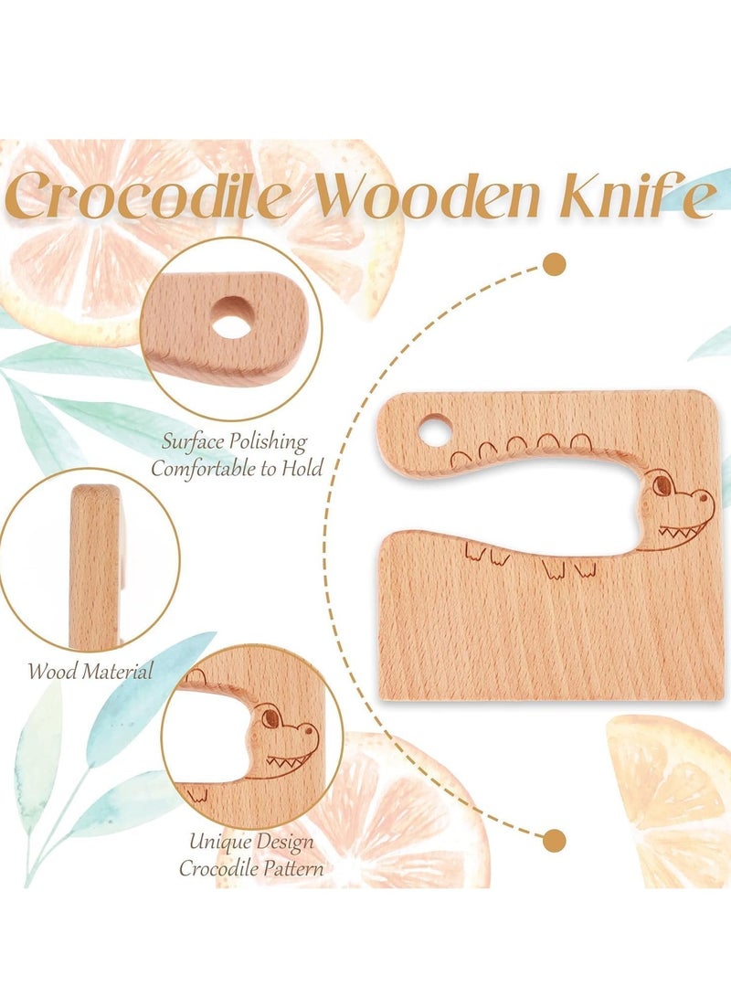 Sylqvxh 17 Pcs Kids Knife Set, Wooden Toddler Kitchen Tools Children Safe Knives for Real Cooking with Plastic Toddler Knife, Cutting Board, Y Peeler, Crinkle Cutter, Cake Scraper, Sandwich Cutter - Image 5