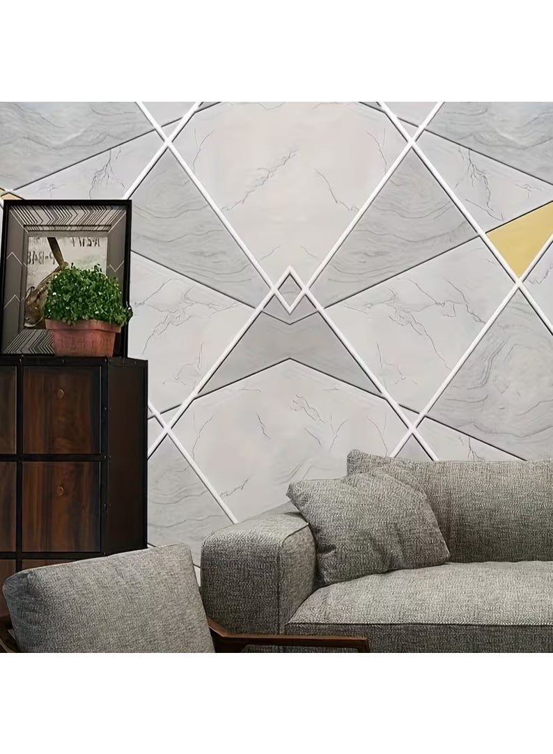 AIWANTO 2 Rolls Modern 3D Geometric Self-Adhesive Wallpaper  Decorative Wall Sticker  45 x 1000 cm - Image 1
