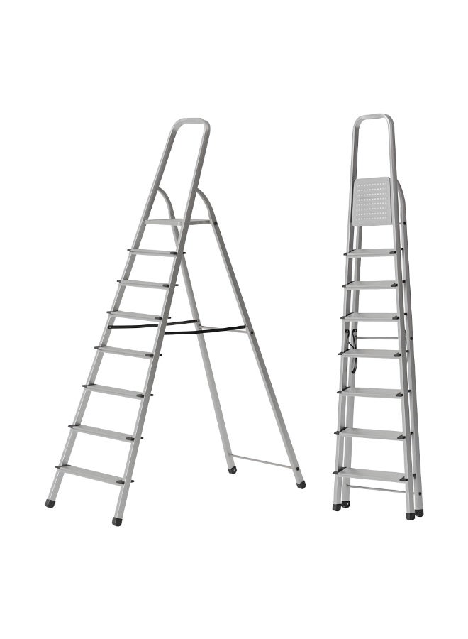 Egardenkart سلم ألمنيوم من إي غاردن كارت مع خطوات مضادة للانزلاق ودرابزين أمان (8 خطوات) - Image 1