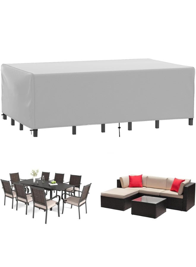 INFOSUN Waterproof Outdoor Furniture Cover 128" L x 82" W x 23" H , Premium Quality Patio Furniture Covers Dust Proof Anti-UV Heavy Duty Durable Sofa Sectional Table & Chair Cover Large (Grey) - Image 1