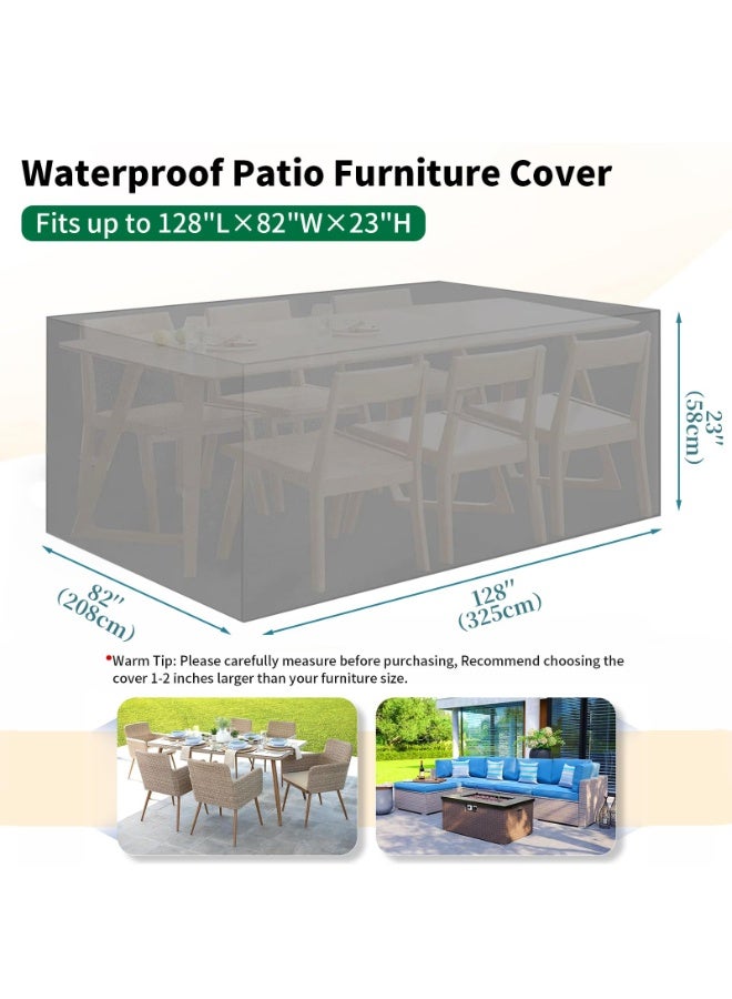 INFOSUN Waterproof Outdoor Furniture Cover 128" L x 82" W x 23" H , Premium Quality Patio Furniture Covers Dust Proof Anti-UV Heavy Duty Durable Sofa Sectional Table & Chair Cover Large (Grey) - Image 2