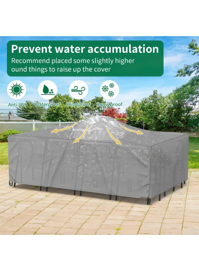 INFOSUN Waterproof Outdoor Furniture Cover 128" L x 82" W x 23" H , Premium Quality Patio Furniture Covers Dust Proof Anti-UV Heavy Duty Durable Sofa Sectional Table & Chair Cover Large (Grey) - Image 5