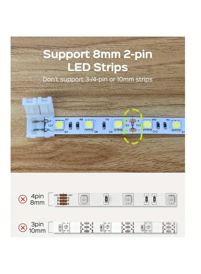 24Pcs 2 Pin LED Connectors 8mm Wide Right Angle Solderless Adapter Compatible With 3528 5050 SMD COB LED Strip Lights Polished Finish No Battery Needed - Image 4