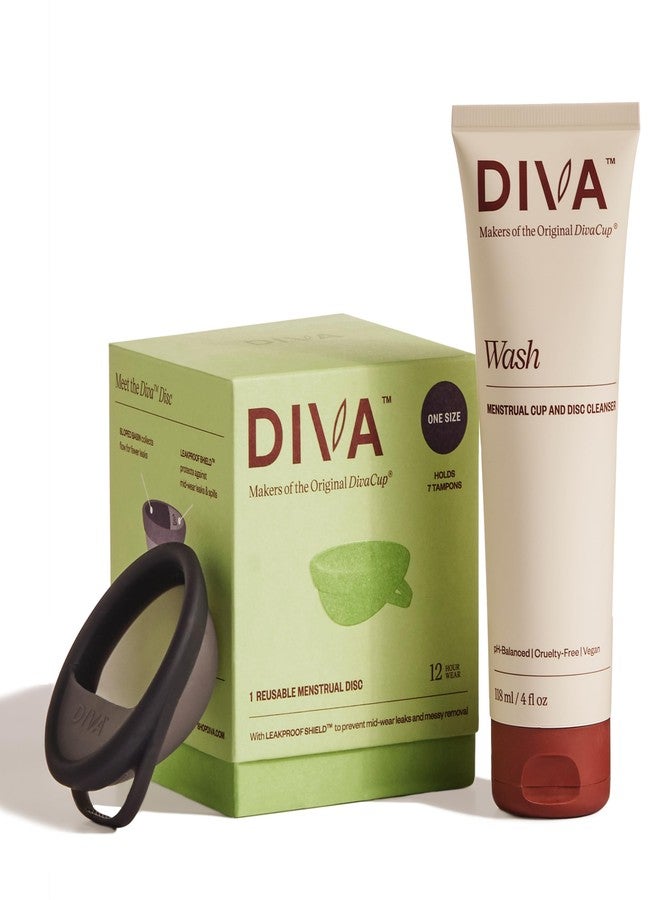 DivaCup DIVA Disc & DIVA Wash Combo Pack - Comfortable, Reusable Menstrual Disc with Leakproof Shield - Period Disc for Up to 12 Hours of Continuous Wear - Wash for Period Disc - Disc Size Fits Most - Image 1