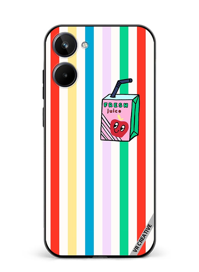 VR CREATIVE Protective Case Cover For Realme 10 Summer Stripe Fresh Juice Apple Fruit Design Multicolour - Image 1