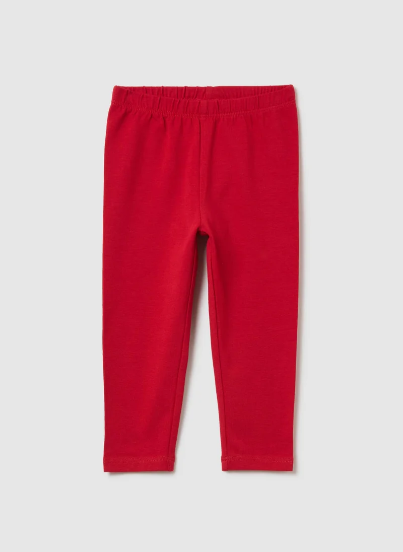 Ovs GIRLS' RED REGULAR FIT STRETCH COTTON LEGGINGS