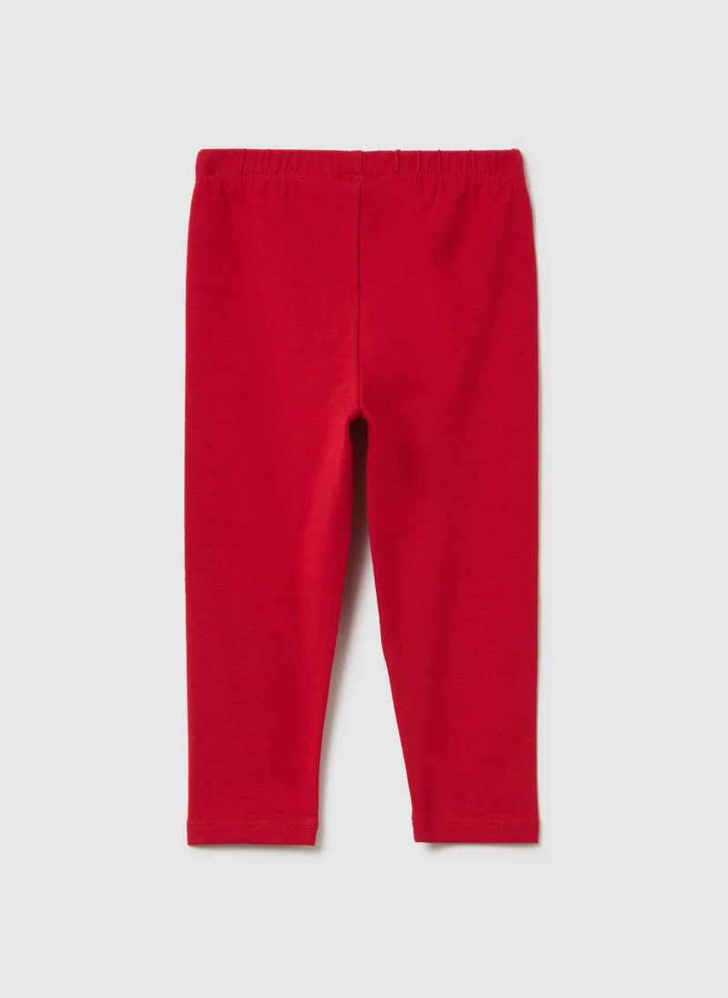 Ovs GIRLS' RED REGULAR FIT STRETCH COTTON LEGGINGS