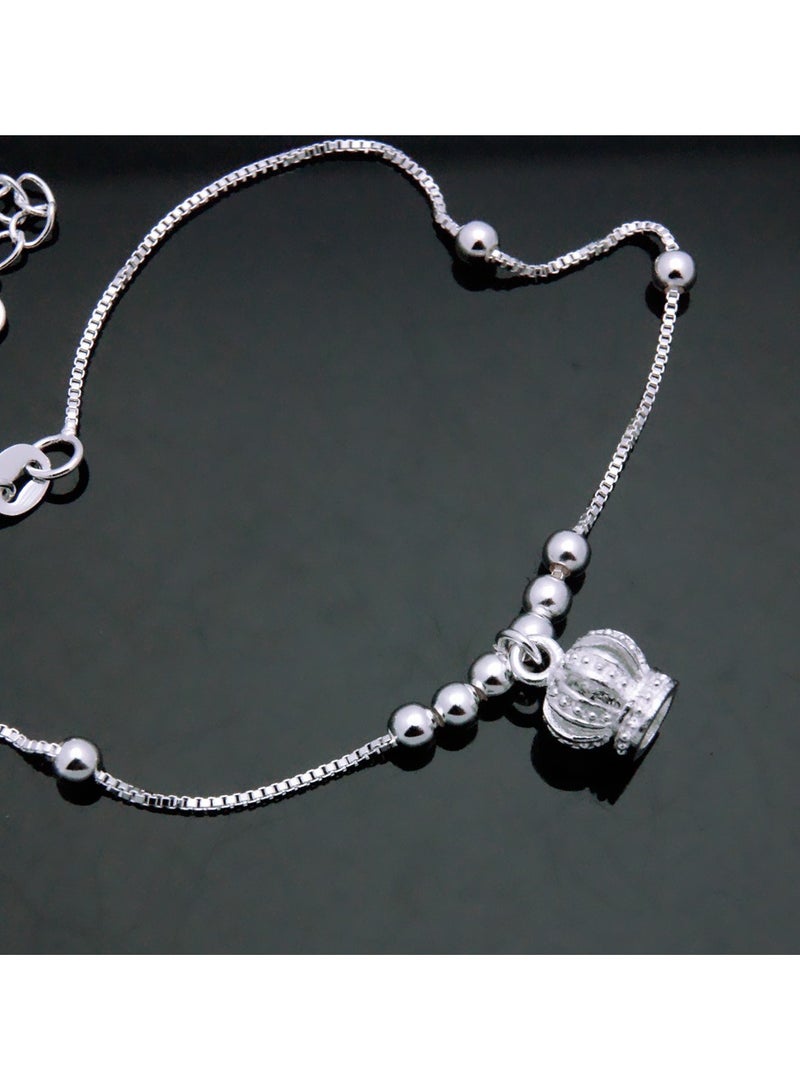 Simple crown pendant anklet women's S925 silver plated anklet jewelry - Image 2