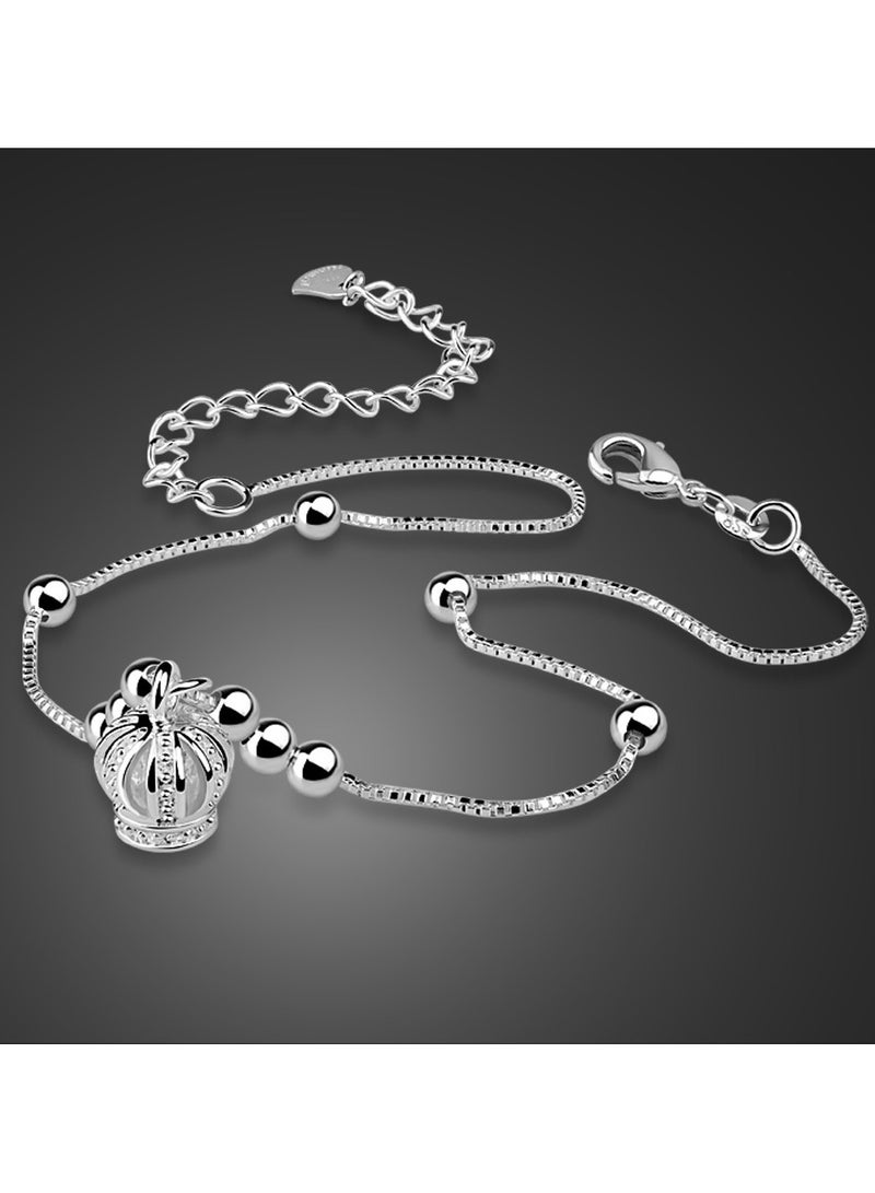 Simple crown pendant anklet women's S925 silver plated anklet jewelry - Image 1