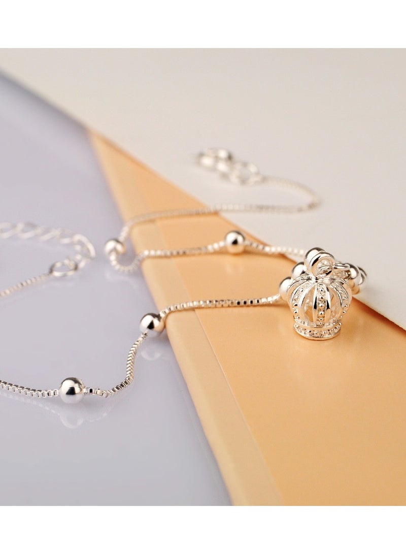 Simple crown pendant anklet women's S925 silver plated anklet jewelry - Image 4