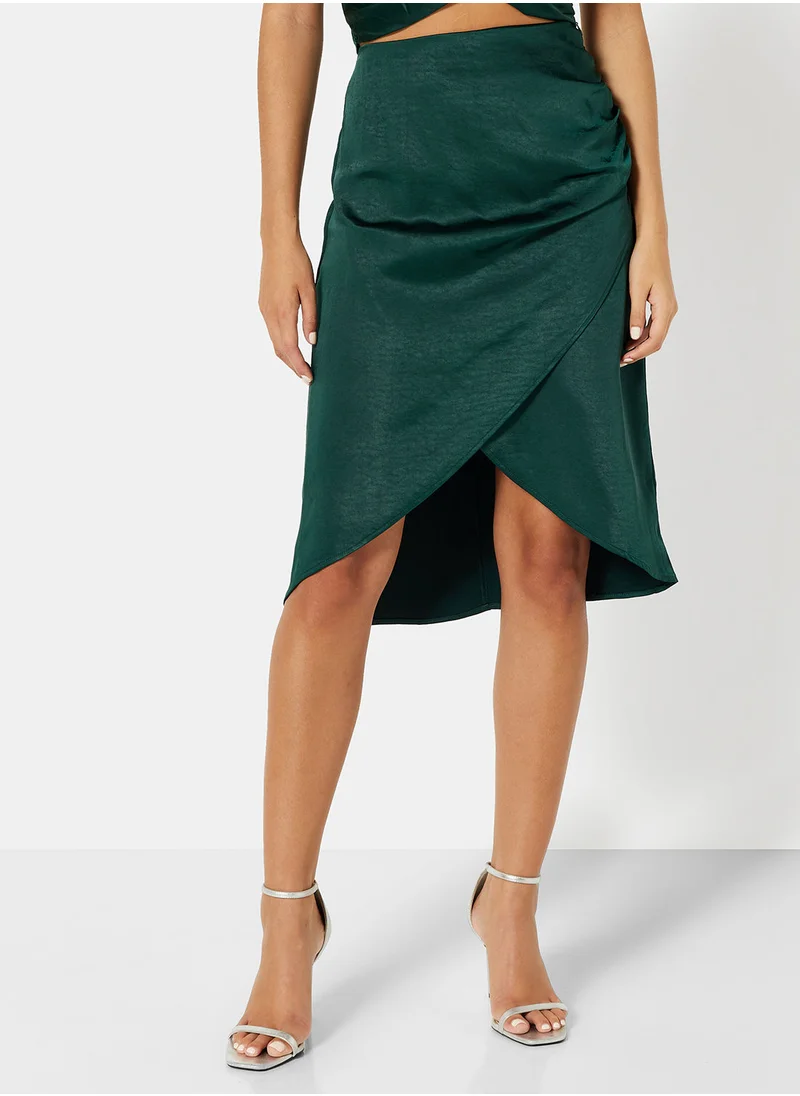 Jacqueline de Yong Satin Wrap Midi Skirt