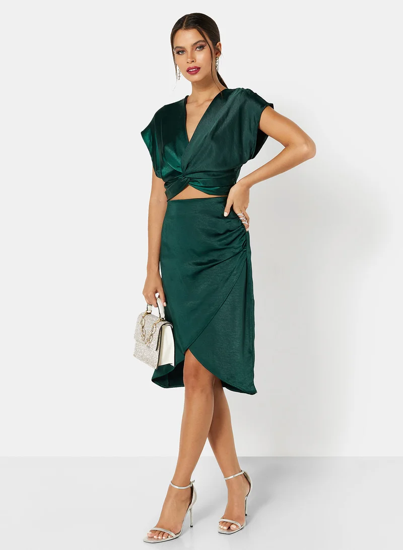 جاكلين دي يونج Satin Wrap Midi Skirt