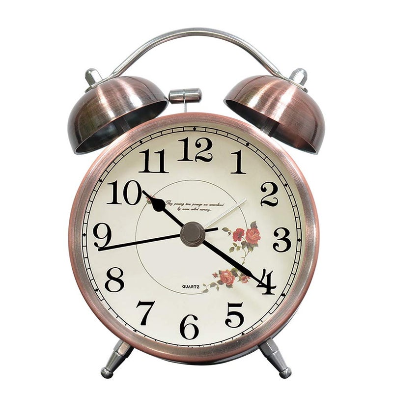 Lunaoo Silent Analog Vintage Retro Alarm Clock With Light - 3" Double Bell Loud Sound, No Ticking - Image 1