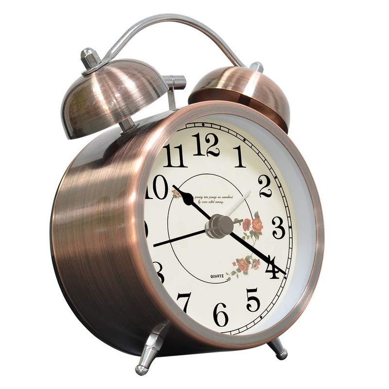 Lunaoo Silent Analog Vintage Retro Alarm Clock With Light - 3" Double Bell Loud Sound, No Ticking - Image 3