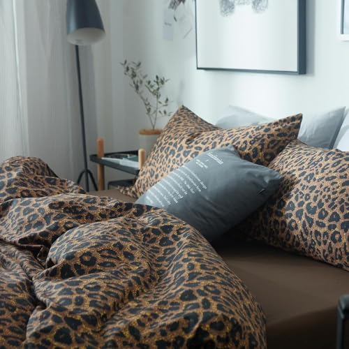 mixinni Queen/Full Size Leopard Pattern Animal Cheetah Printed Bed Pilowcases Soft Microfiber Pillow Case 20 x 36 Inches Set of 2 (Queen/Full, Leopard) - Image 1