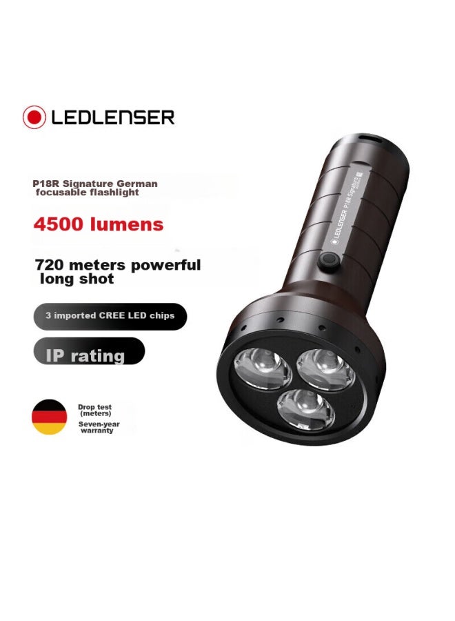 Ledlenser German High-intensity Flashlight P18r Sig, Ultra-bright Zoomable Outdoor Long-range Long-lasting Patrol Light - Image 1