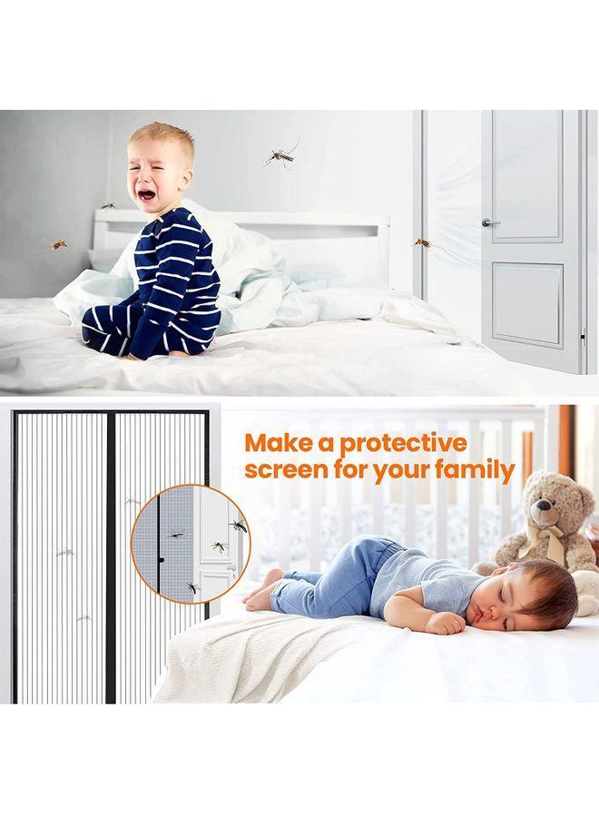 Generic Magnetic Closure Heavy Duty Mesh Screen Doors With Magnets Multicolor 100x210cm  - Image 2