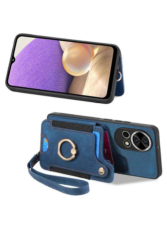 زبون جراب هاتف Huawei P50 بتصميم ريترو مع حلقة ومحفظة متعددة البطاقات - Image 2