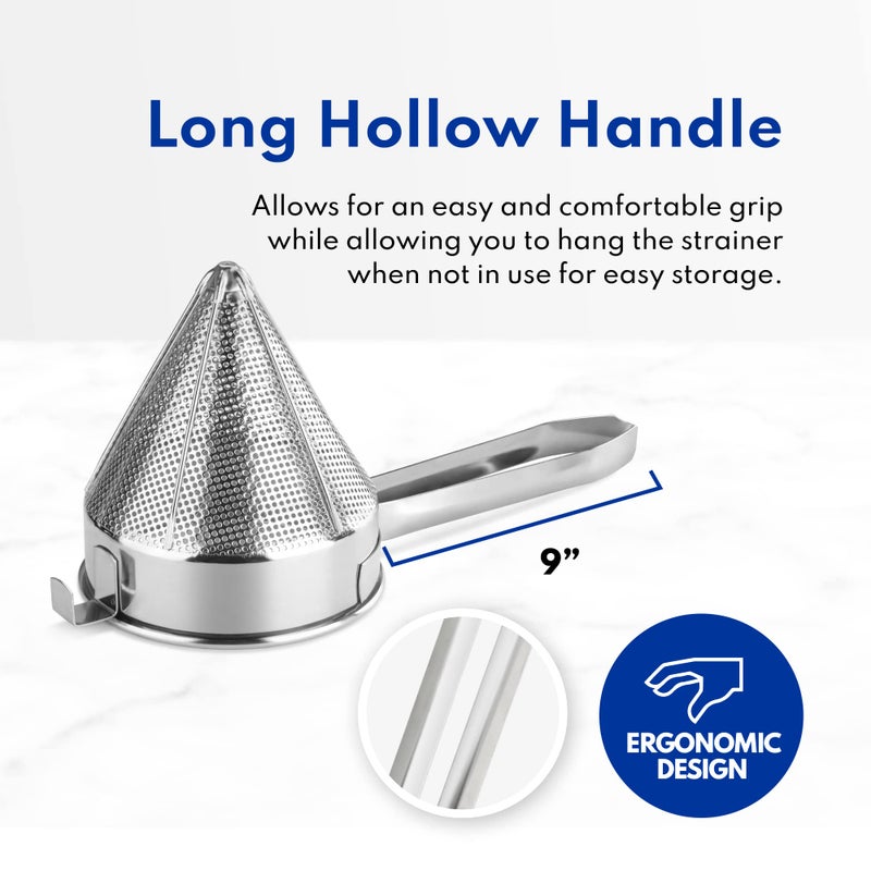 New Star Foodservice 34233 18/8 Stainless Steel China Cap Strainer, 8-Inch, Coarse Mesh - Image 5