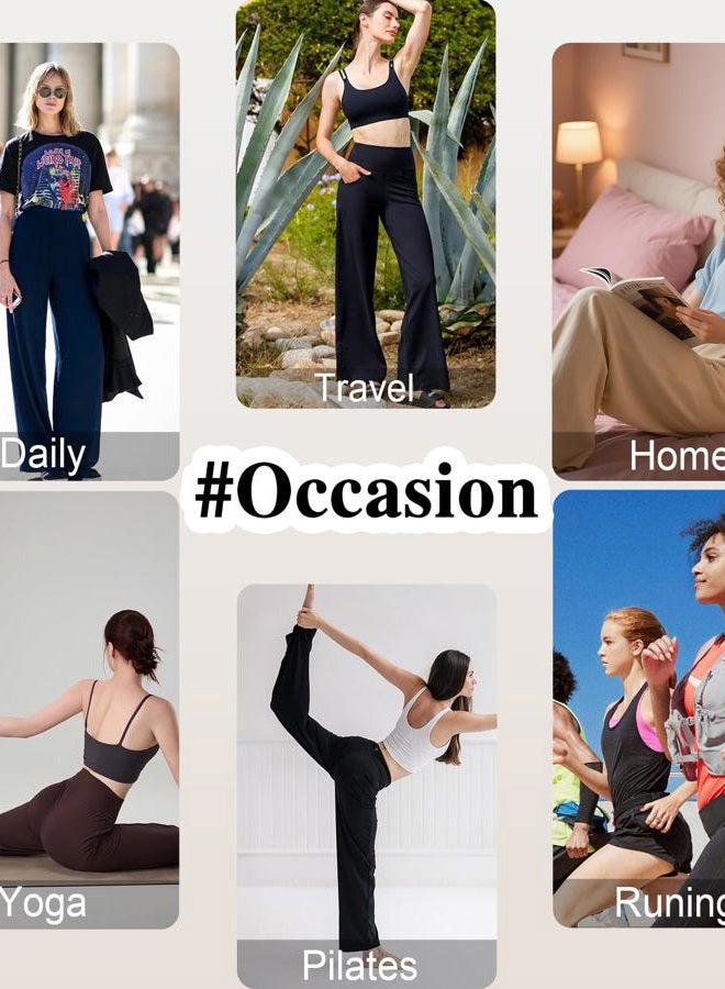FULLSOFT 3 Pack Women's Wide Leg Yoga Pants Comfy Loose Sweatpants High Waisted Lounge Casual Workout Joggers Pants with Pockets(Black,Dark Green,Navy Blue,Medium) - Image 5