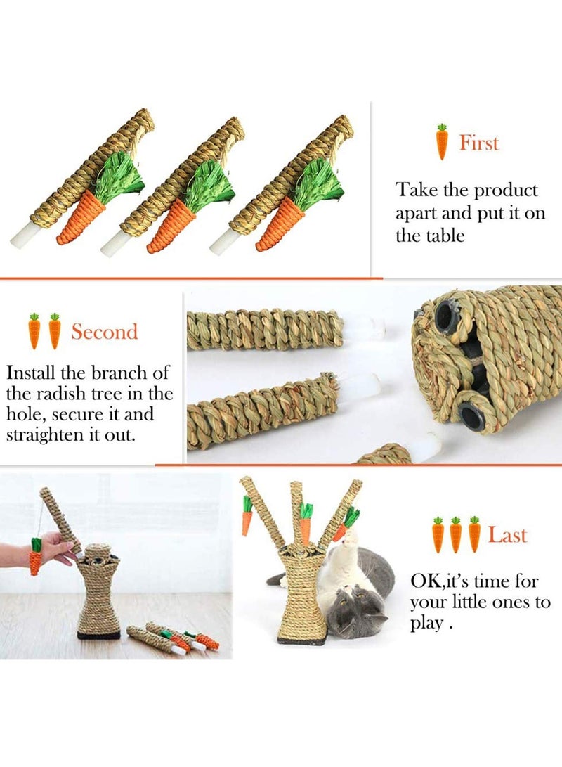 Excefore Bunny Chew Toys Rabbit Scratching Climbing Fun Tree with Carrot Shaped Toy - Image 4