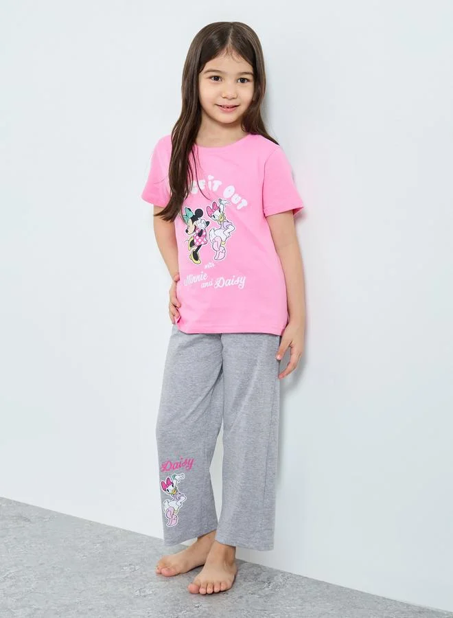 Styli Styli Girls Mickey and Daisy Print T-Shirt and Pants Set