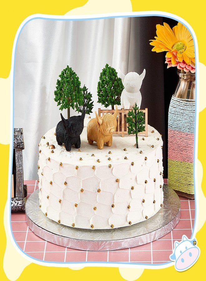 Henoyso 3 Pcs Mini Highland Cow Figurine Highland Cow Decor Cow Western Cow Office Decor Highland Gift Cow Nursery Stuff Cow Decoration Bathroom Office Nursery Desk, Black Tan and White - Image 5