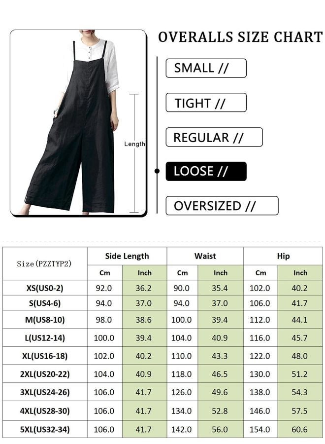 YESNO Women Casual Loose Long Bib Pants Wide Leg Jumpsuits Baggy Cotton Rompers Overalls with Pockets PZZTYP2 (XL PZZTYP2 Purple) - Image 5