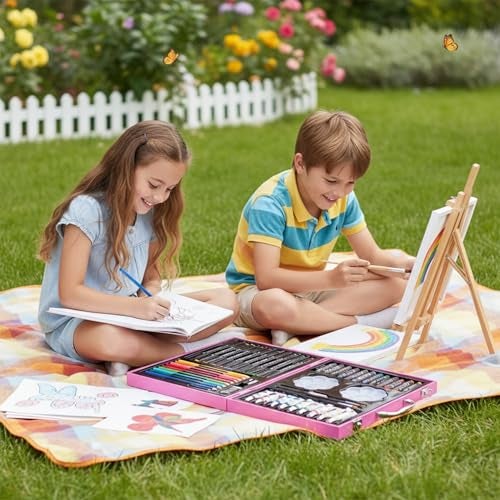 KARP 49Pcs Unicorn Print Children Deluxe Art Drawing Set Art and Craftmini Suitcase, Drawing and Painting Set Best for Birthday Gift for Boys Girls Children - Image 4