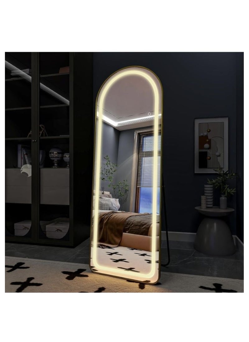 Lion Home - 3-Color Led Touch Mirrors With A Foldable Metal Stand 170X60X50Cm  Black - Image 1