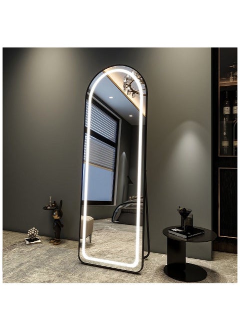 3-Color Led Touch Mirrors With A Foldable Metal Stand 170X60X50Cm  Black