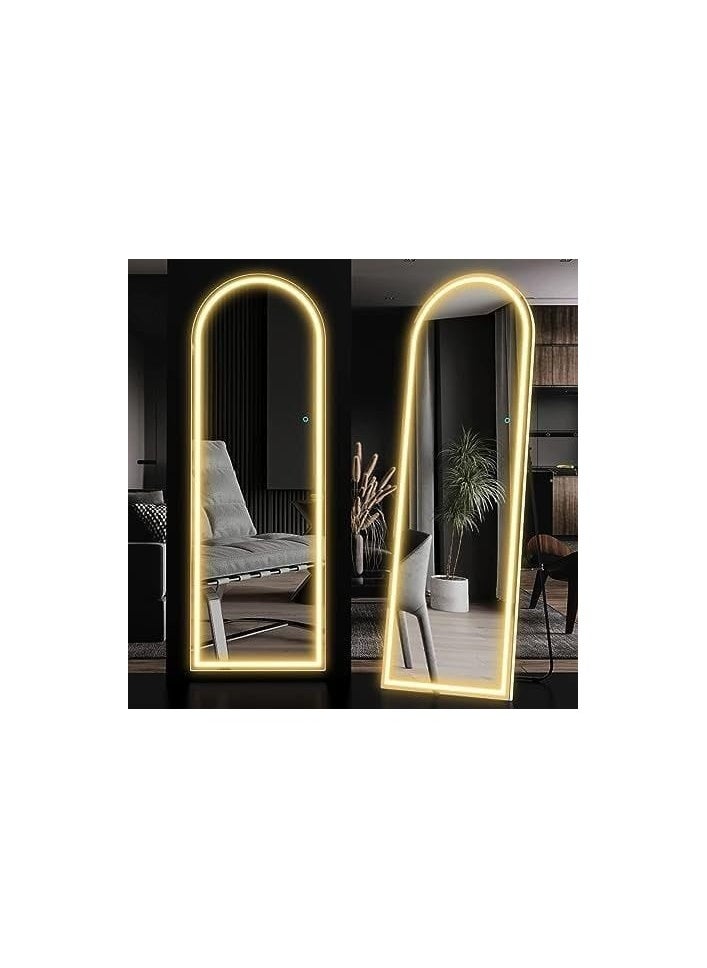 Lion Home - 3-Color Led Touch Mirrors With A Foldable Metal Stand 170X60X50Cm  Black - Image 1