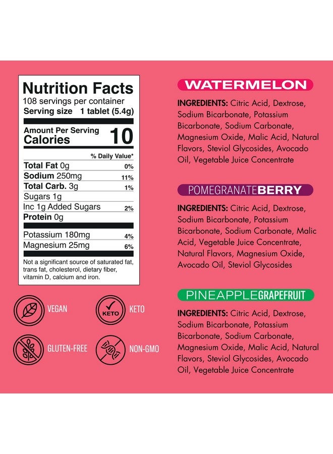 Plink! Fizzy Electrolyte Drink Tablets for Daily Hydration - 108ct Electrolyte Tablets + Sodium, Potassium, Magnesium, Low-Calorie, Low-Sugar Keto Electrolytes Powder Hydration Packets Water Flavoring - Image 3