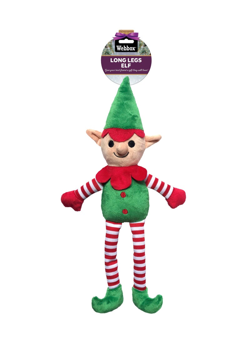 Webbox Festive - Plush Long Legs Elf Green
