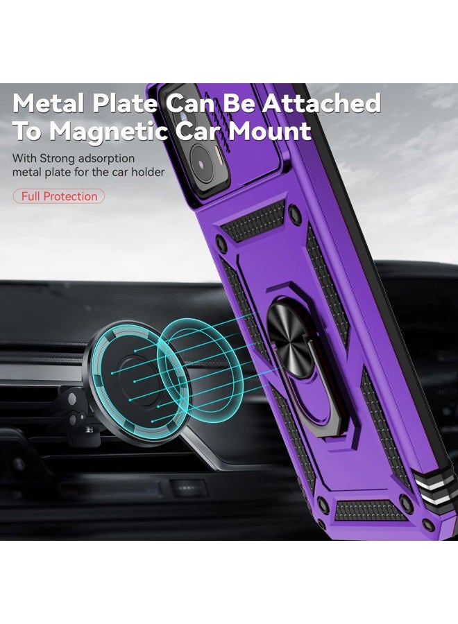 PUSHIMEI for Motorola Moto G Power 5G Case with Slide Camera Cover HD Screen Protector [Military Grade Drop Tested] Magnetic Ring Holder Kickstand Protective Phone Case for Motorola Moto G Power 5G 2023,Purple - Image 4