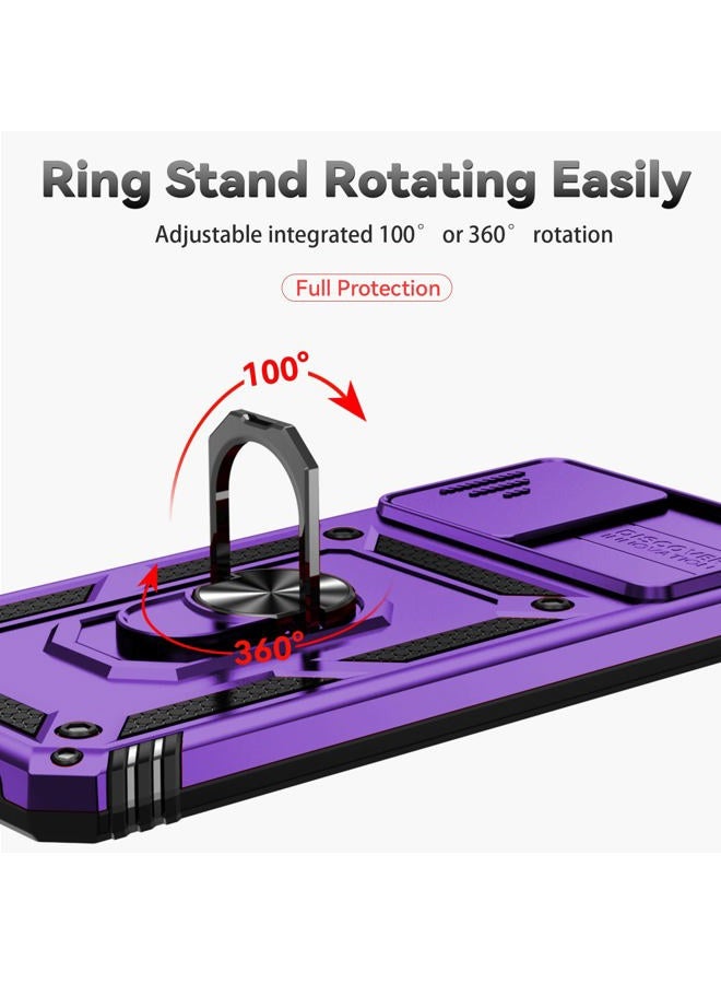 PUSHIMEI for Motorola Moto G Power 5G Case with Slide Camera Cover HD Screen Protector [Military Grade Drop Tested] Magnetic Ring Holder Kickstand Protective Phone Case for Motorola Moto G Power 5G 2023,Purple - Image 5