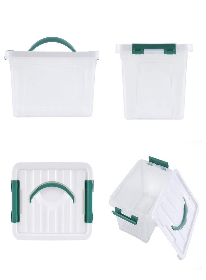 Eslite 6 Quart Plastic Stackable Storage Latch Bins,Clear Latching Box with Handle and Lid,Pack of 6 (Green Handle) - Image 3