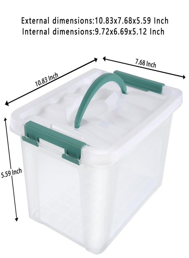 Eslite 6 Quart Plastic Stackable Storage Latch Bins,Clear Latching Box with Handle and Lid,Pack of 6 (Green Handle) - Image 2