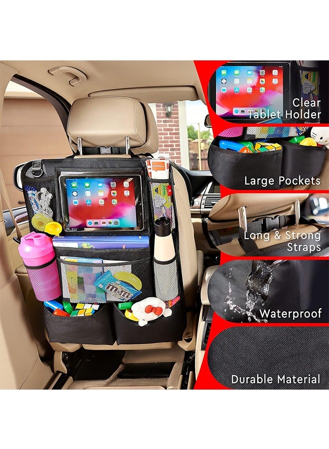 Ant 2 Pcs Backseat Car Organizer, Kick Mats Back Seat Protector with Touch Screen Tablet Storage Holder, Back Seat Organizer for Cars, Travel Accessories with 9 Storage Pockets, Black - Image 4