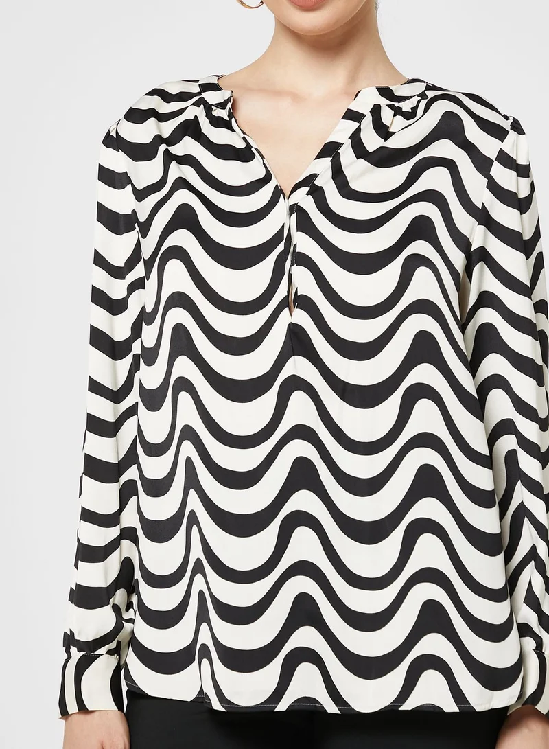 Marks & Spencer Printed Notched Neck Popover Blouse
