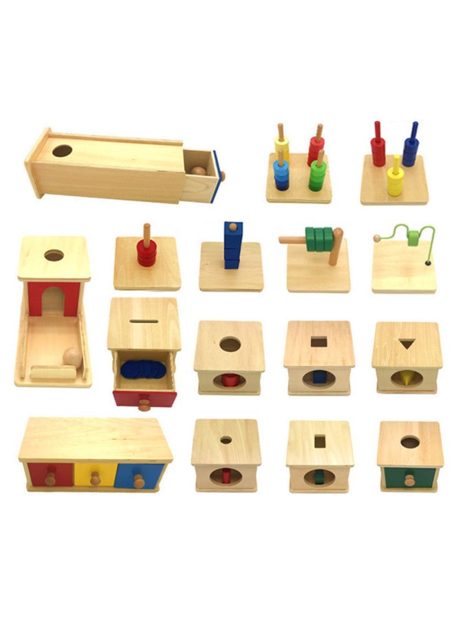 Montessori Baby Early Childhood Teaching Aware Baby Combination Mitsubishi Body Matching Box Three-color Ring IC Class Teaching Toy-Color:Mitsubishi Body Matching Box  - Image 2