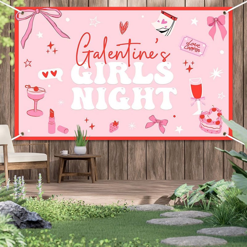 ARS Galentine’s Day Decorations Banner Backdrop 70.8x43.3 Inch, Pink Girls Night Party Decor for Friends, Women & Her, Photo Booth Props Gifts Supplies - Image 3