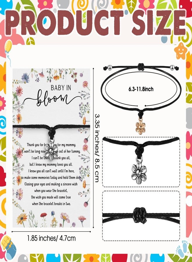Landical 25 Set Wildflower Baby Shower Favors for Guests Little Wildflower Baby in Bloom Bracelets Adjustable Flower Wish Bracelet 3 Colors with Thank You Card for Gender Reveal Thank You Gifts - Image 2