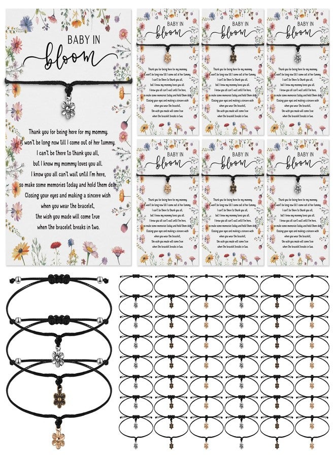 Landical 25 Set Wildflower Baby Shower Favors for Guests Little Wildflower Baby in Bloom Bracelets Adjustable Flower Wish Bracelet 3 Colors with Thank You Card for Gender Reveal Thank You Gifts - Image 1
