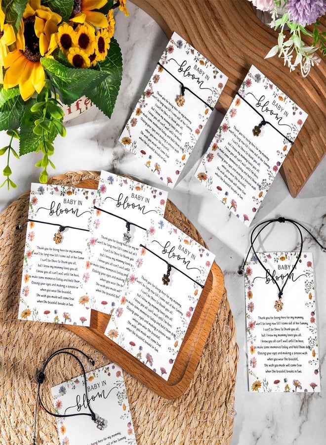 Landical 25 Set Wildflower Baby Shower Favors for Guests Little Wildflower Baby in Bloom Bracelets Adjustable Flower Wish Bracelet 3 Colors with Thank You Card for Gender Reveal Thank You Gifts - Image 5