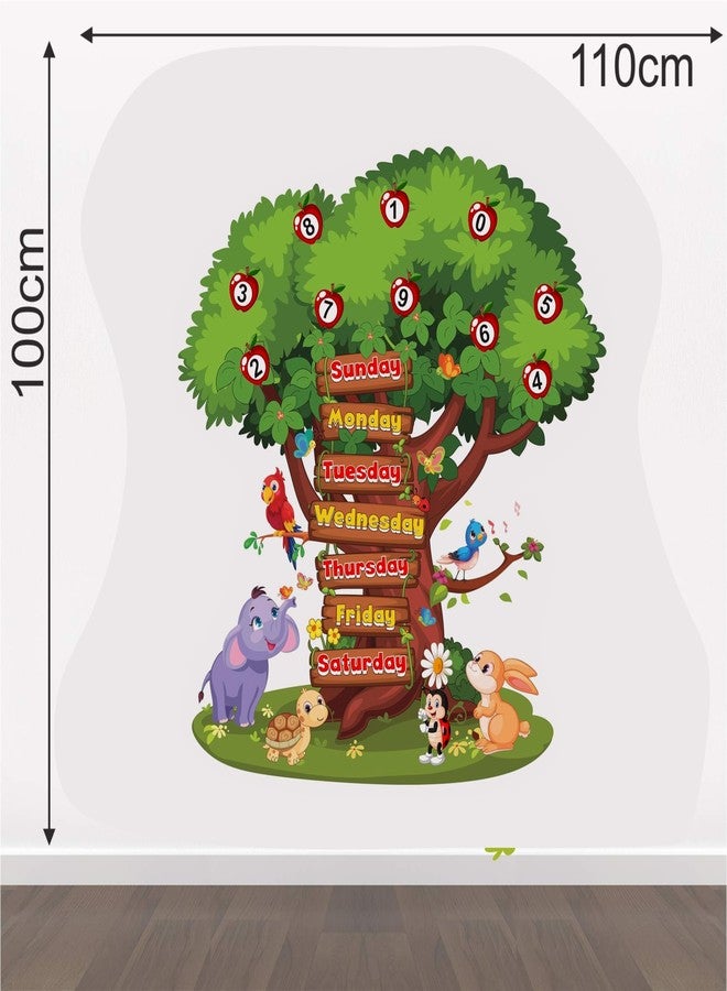 DREAM DECALS Week Name Tree Number One Two Three Baby Kids Rooms School Nursery Education Birds Cartoon Animals Wall Sticker (PVC Vinyl 120x110 cm) - Image 5