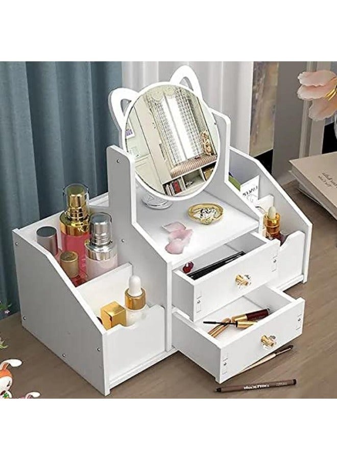 Cosmetic Storage Box with Drawer and Mirror Multifunctional Skin Care Product Assembly Kit for Bedroom and Bathroom Countertop Storage - Image 3