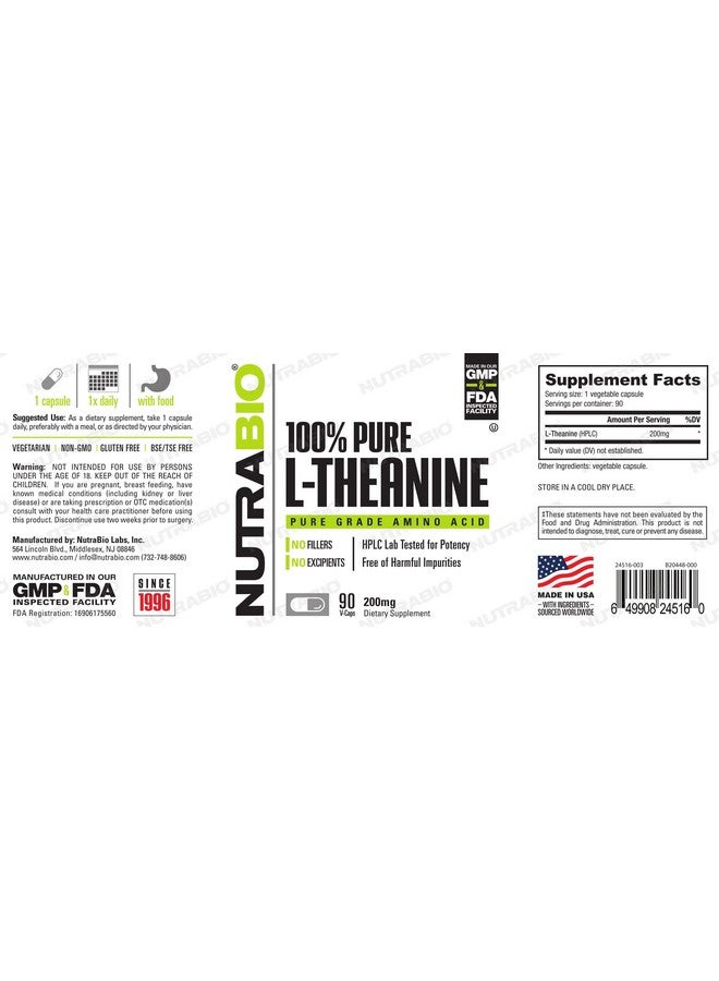 NutraBio L-Theanine Supplement, 200mg - May Help Promote and Support Relaxation, 90 Capsules - Image 3