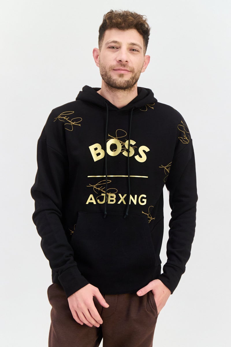 HUGO BOSS Men Graphic Long Sleeves Hooded Sweatshirt, Black - Image 1